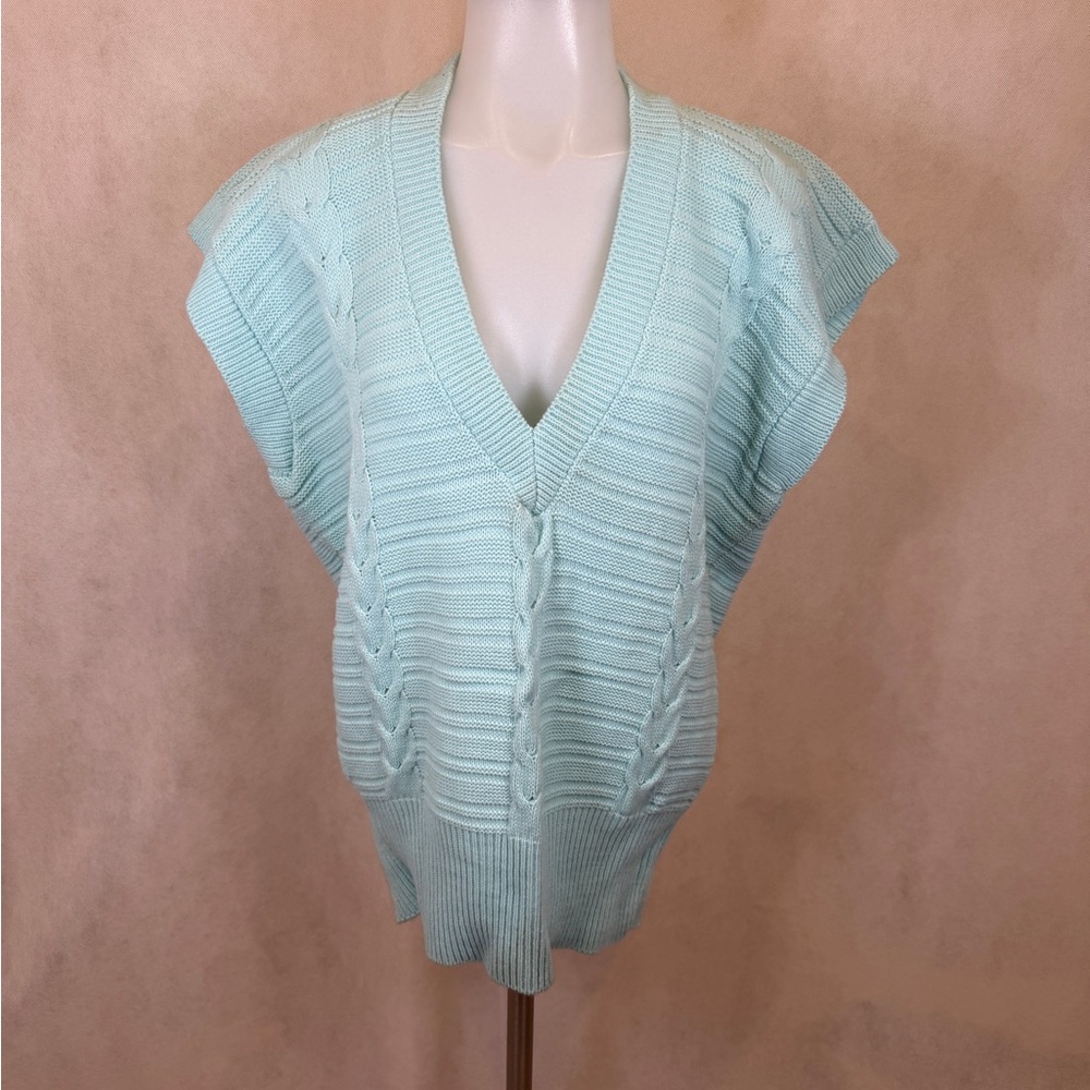 Vintage Green Lantern Sweater Vest M Preppy 80s 90s